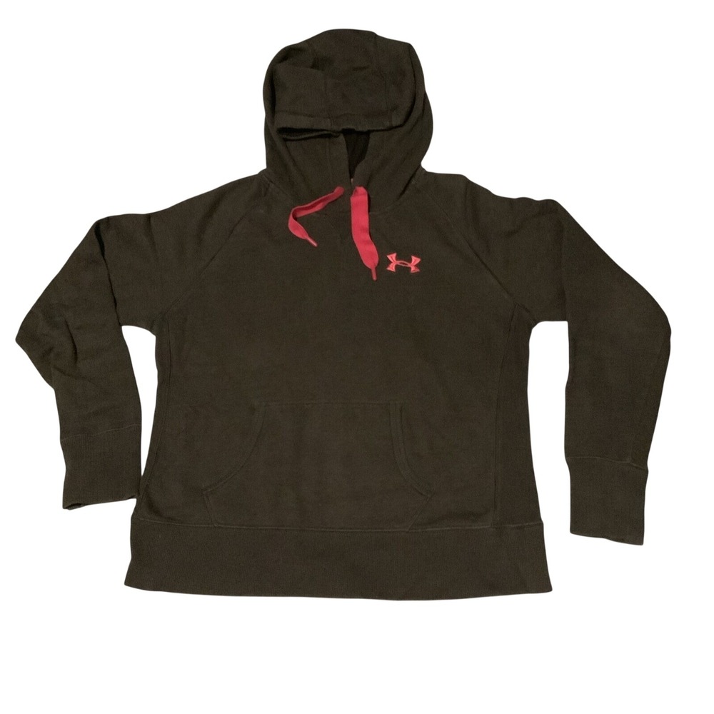 Under Armour Storm Hoodie Womens Large Gray Pink Pullover Sweatshirt‎ Loose Fit